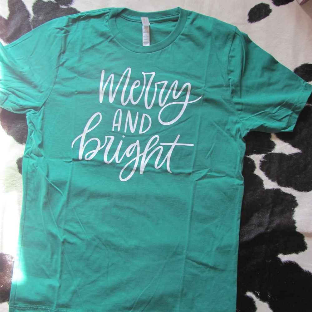 BELLA CANVAS MERRY & BRIGHT CHRISTMAS TSHIRTS BRAN